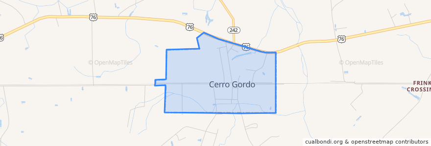 Mapa de ubicacion de Cerro Gordo.