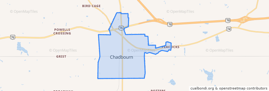 Mapa de ubicacion de Chadbourn.