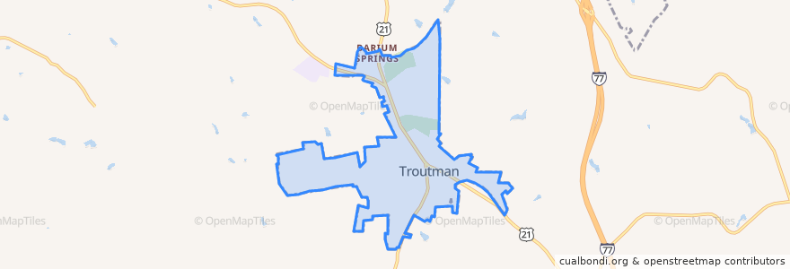 Mapa de ubicacion de Troutman.