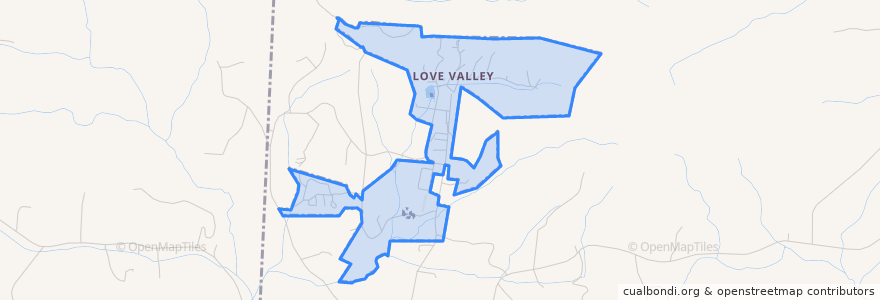 Mapa de ubicacion de Love Valley.