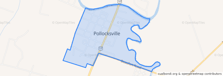 Mapa de ubicacion de Pollocksville.