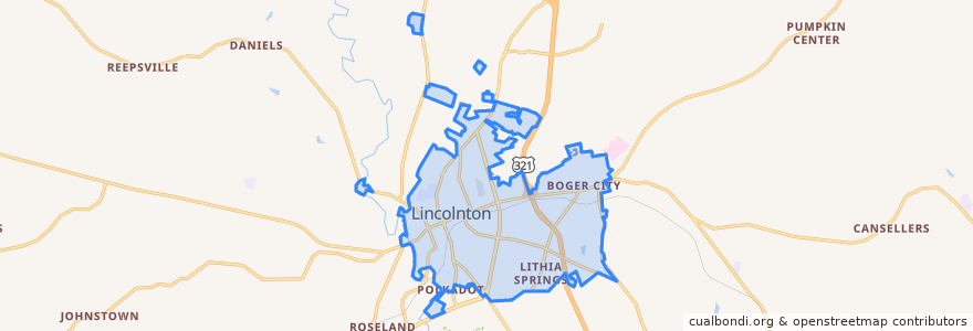 Mapa de ubicacion de Lincolnton.