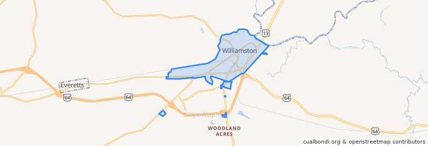 Mapa de ubicacion de Williamston.