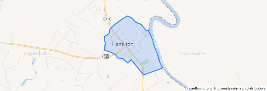 Mapa de ubicacion de Hamilton.