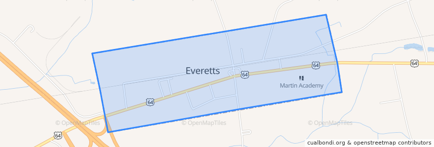 Mapa de ubicacion de Everetts.