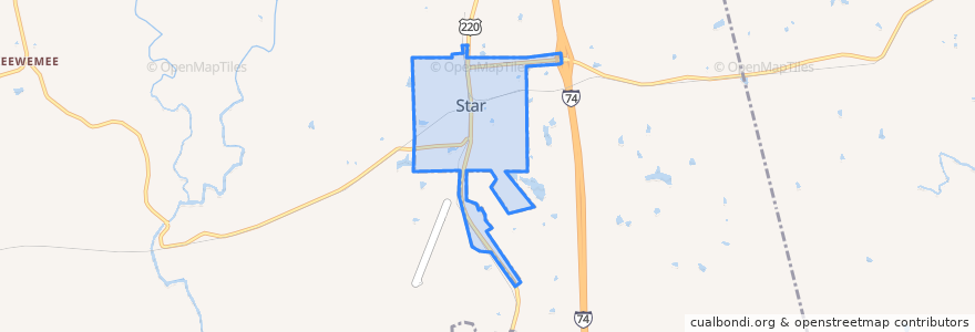 Mapa de ubicacion de Star.