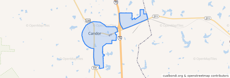 Mapa de ubicacion de Candor.