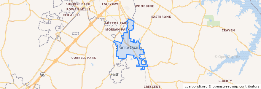 Mapa de ubicacion de Granite Quarry.