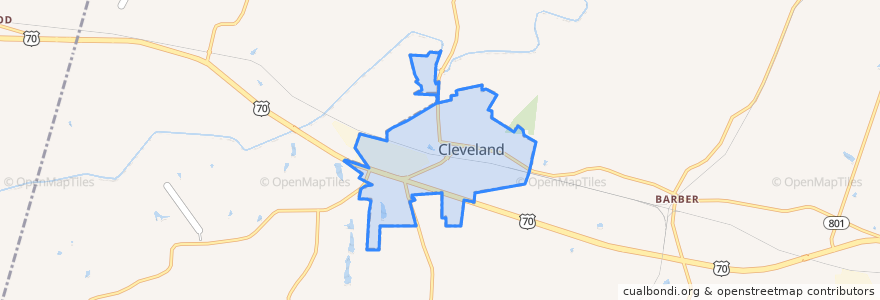 Mapa de ubicacion de Cleveland.