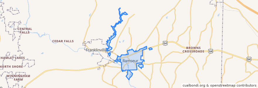 Mapa de ubicacion de Ramseur.