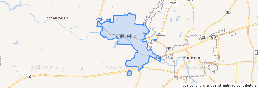 Mapa de ubicacion de Franklinville.