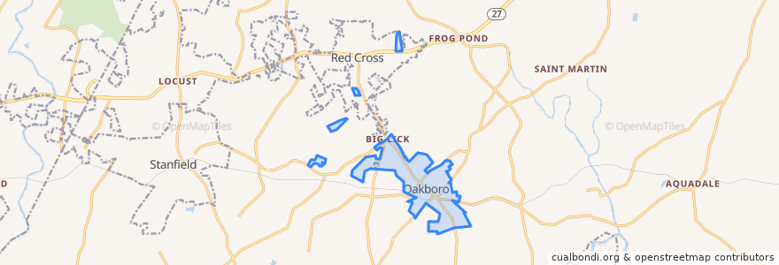 Mapa de ubicacion de Oakboro.