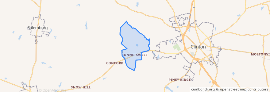 Mapa de ubicacion de Bonnetsville.