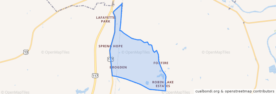Mapa de ubicacion de Brogden.