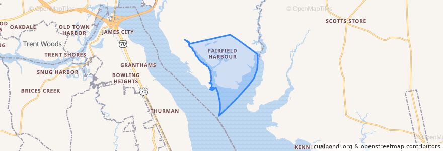 Mapa de ubicacion de Fairfield Harbour.