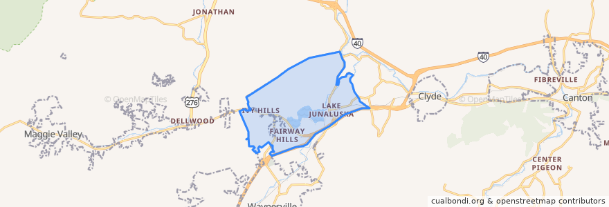 Mapa de ubicacion de Lake Junaluska.