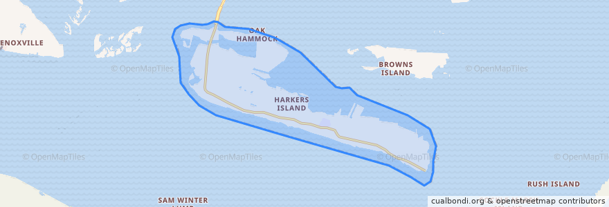 Mapa de ubicacion de Harkers Island.