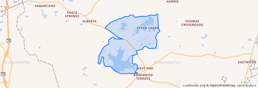 Mapa de ubicacion de Seven Lakes.