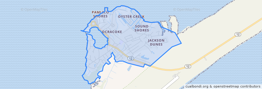 Mapa de ubicacion de Ocracoke.
