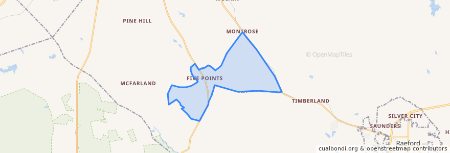 Mapa de ubicacion de Five Points.