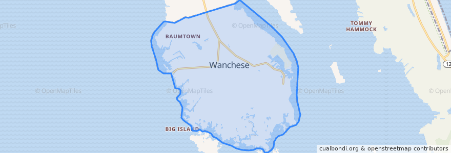 Mapa de ubicacion de Wanchese.