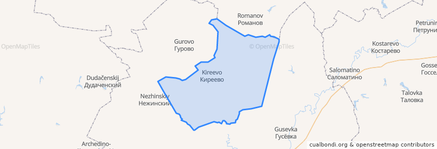 Mapa de ubicacion de Киреевское сельское поселение.