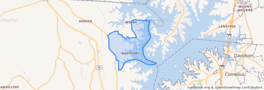 Mapa de ubicacion de Westport.