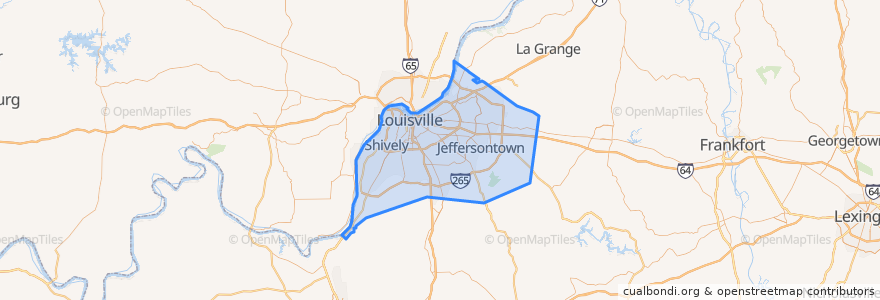 Mapa de ubicacion de Jefferson County.