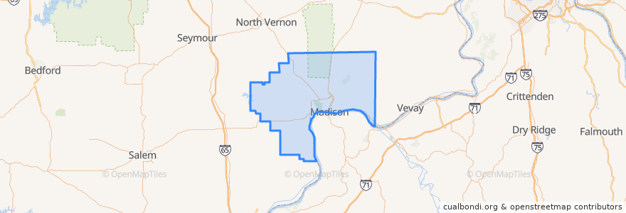 Mapa de ubicacion de Jefferson County.