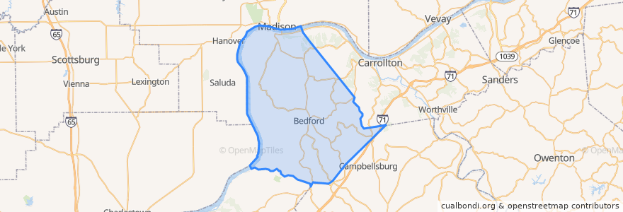 Mapa de ubicacion de Trimble County.