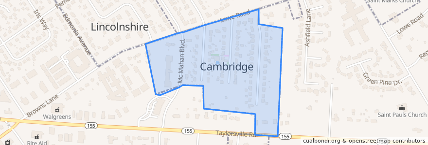 Mapa de ubicacion de Cambridge.