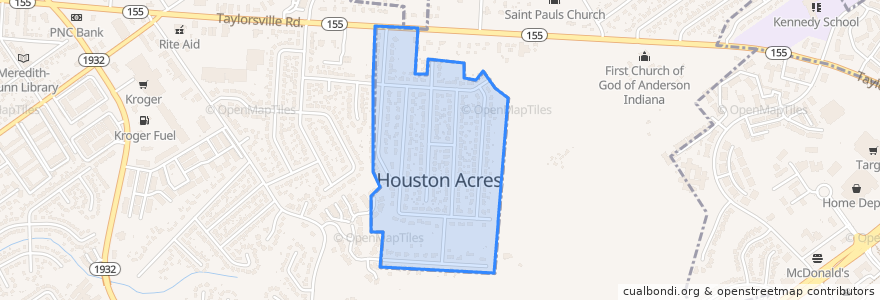 Mapa de ubicacion de Houston Acres.