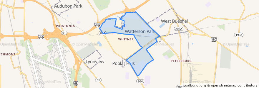 Mapa de ubicacion de Watterson Park.
