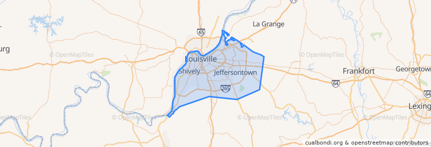 Mapa de ubicacion de Louisville.