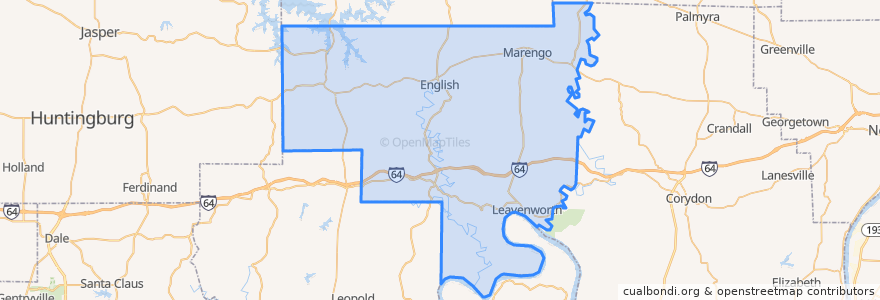 Mapa de ubicacion de Crawford County.