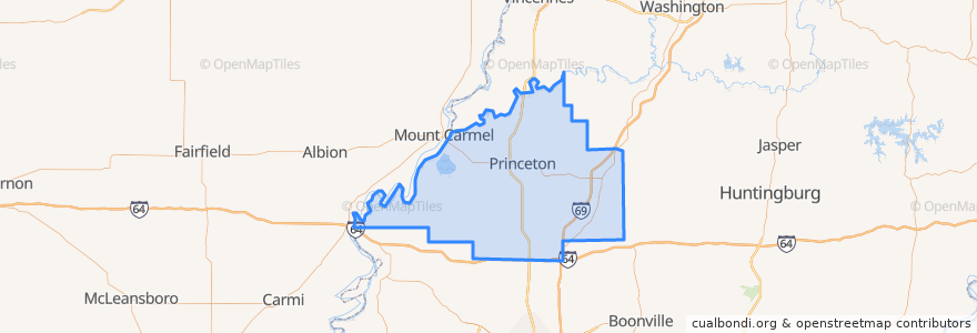 Mapa de ubicacion de Gibson County.