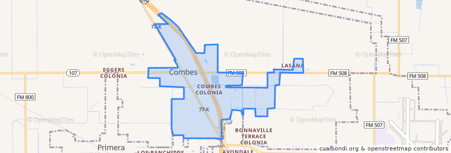 Mapa de ubicacion de Combes.