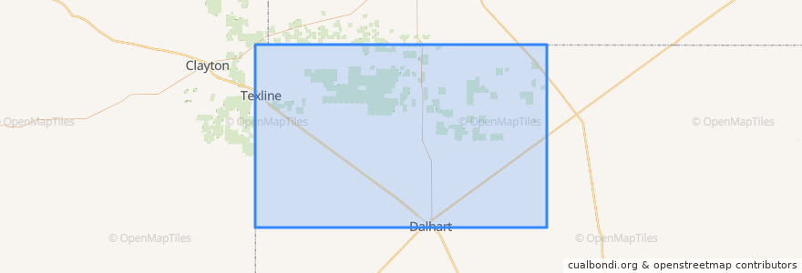 Mapa de ubicacion de Dallam County.