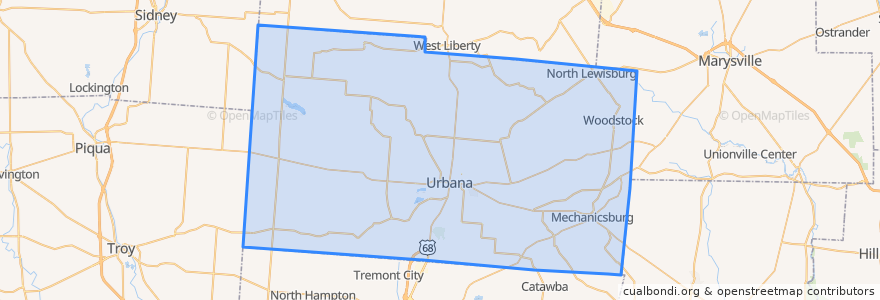 Mapa de ubicacion de Champaign County.