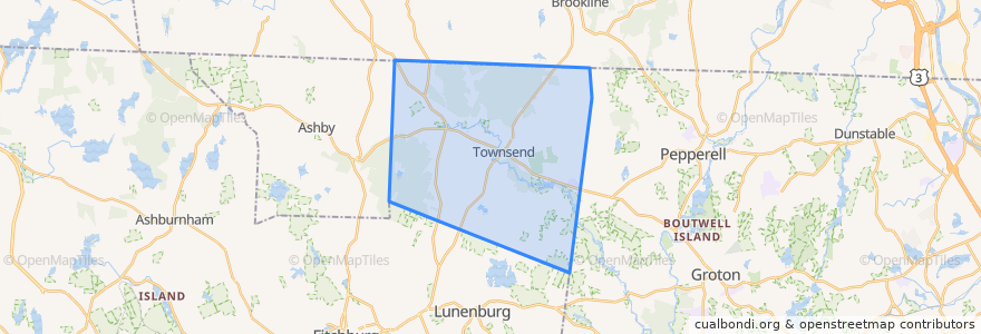 Mapa de ubicacion de Townsend.