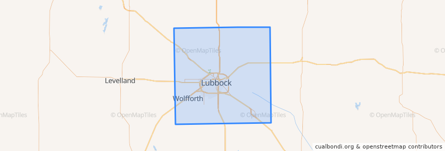 Mapa de ubicacion de Lubbock County.