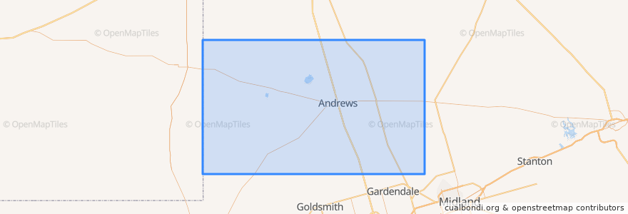 Mapa de ubicacion de Andrews County.