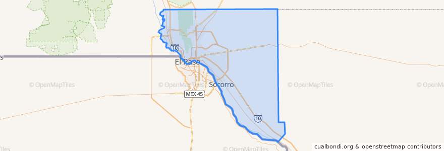 Mapa de ubicacion de El Paso County.