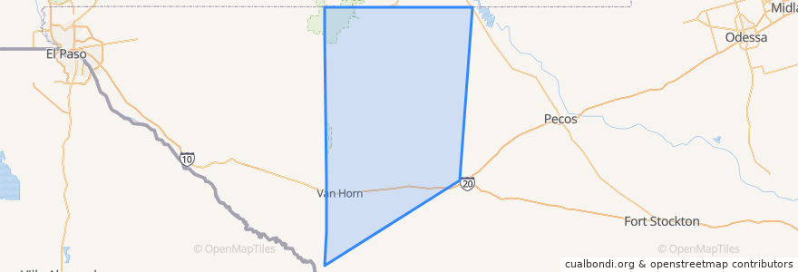 Mapa de ubicacion de Culberson County.