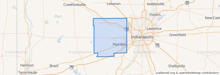 Mapa de ubicacion de Hendricks County.