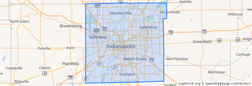 Mapa de ubicacion de Indianapolis.