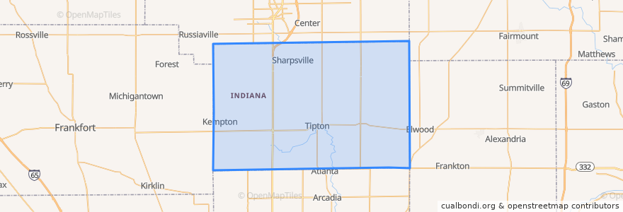 Mapa de ubicacion de Tipton County.