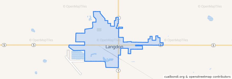 Mapa de ubicacion de Langdon.