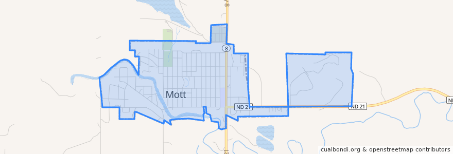 Mapa de ubicacion de Mott.