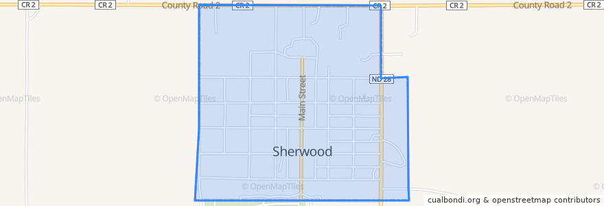 Mapa de ubicacion de Sherwood.